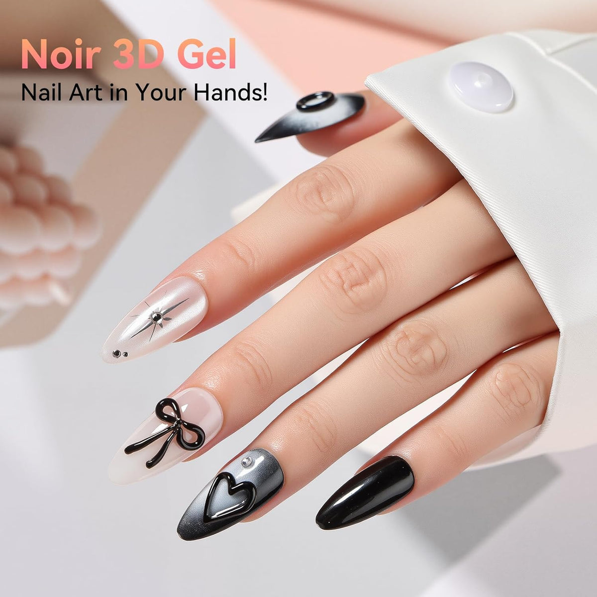 Makartt 3D Gel Nail Art: 15g Sculpting Gel Nail Art Glue for Craving Black Candy Molding Gel No