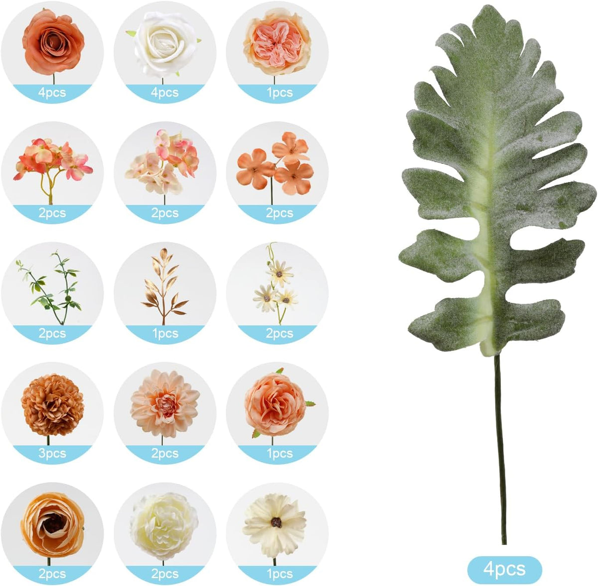 Artificial Flowers Combo for DIY Wedding Bouquets Combo Centerpieces Arrangements Party Bridal Baby