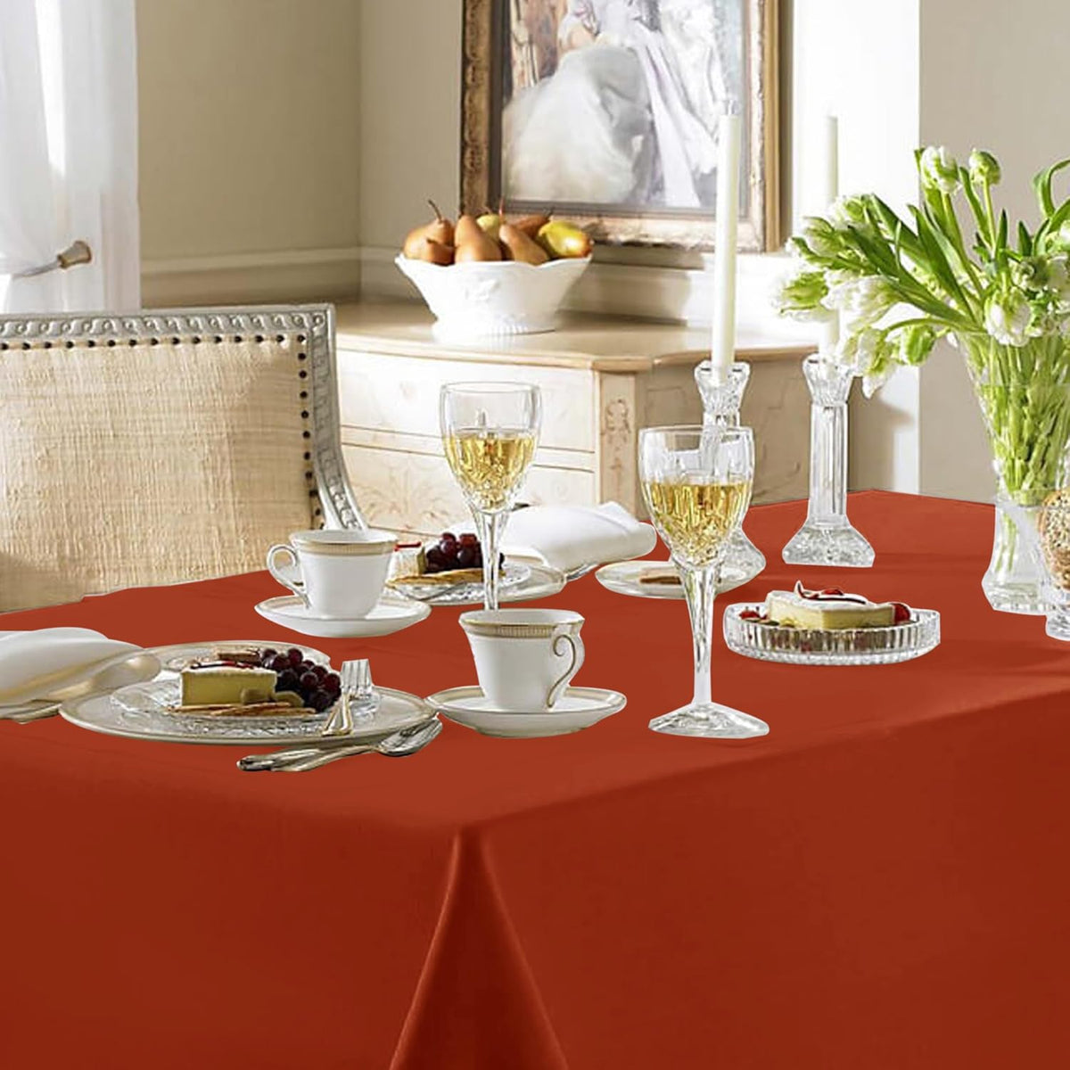 Fitable Rust Table Clothes for Rectangle Tables, 6 Pack - 90 x 156 Inch - Reusable and Elegant Fall