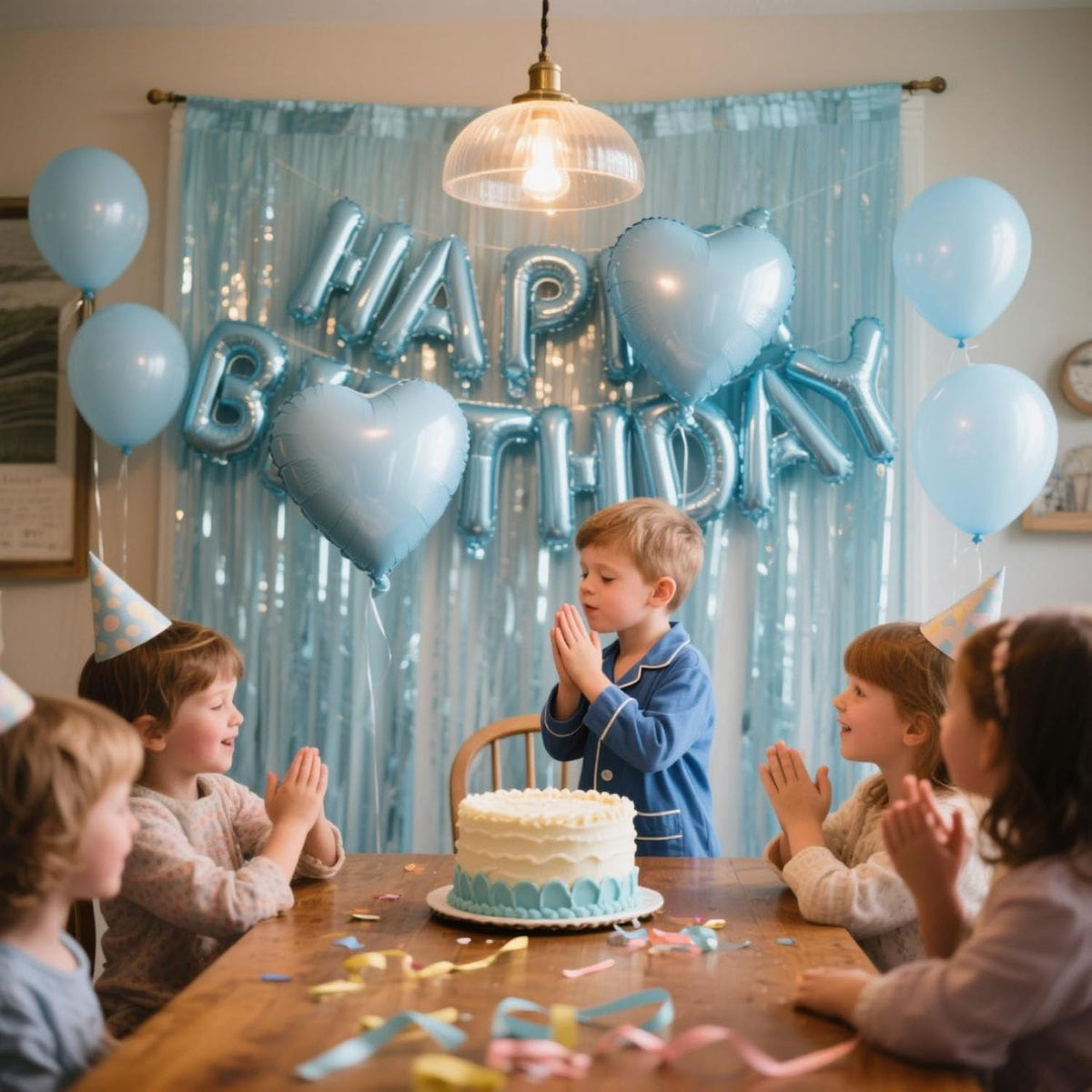 29 Pcs Light Blue Birthday Party Decorations - Happy Birthday Balloons Banner Blue, Heart & Star