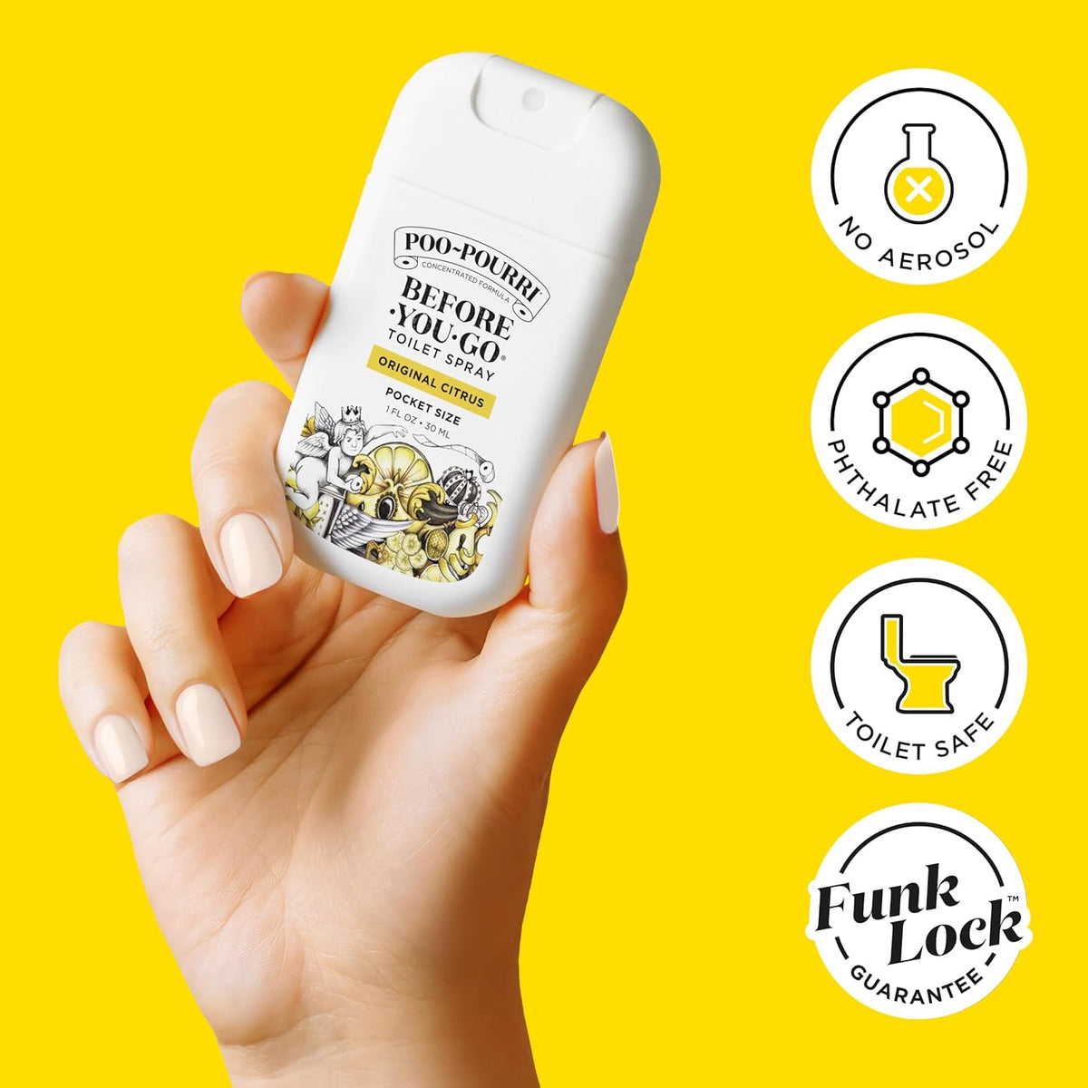 Poo-Pourri Before-You-Go Pocket Toilet Spray, Travel Essentials, Original Citrus, 1 Fl Oz, Up to 50