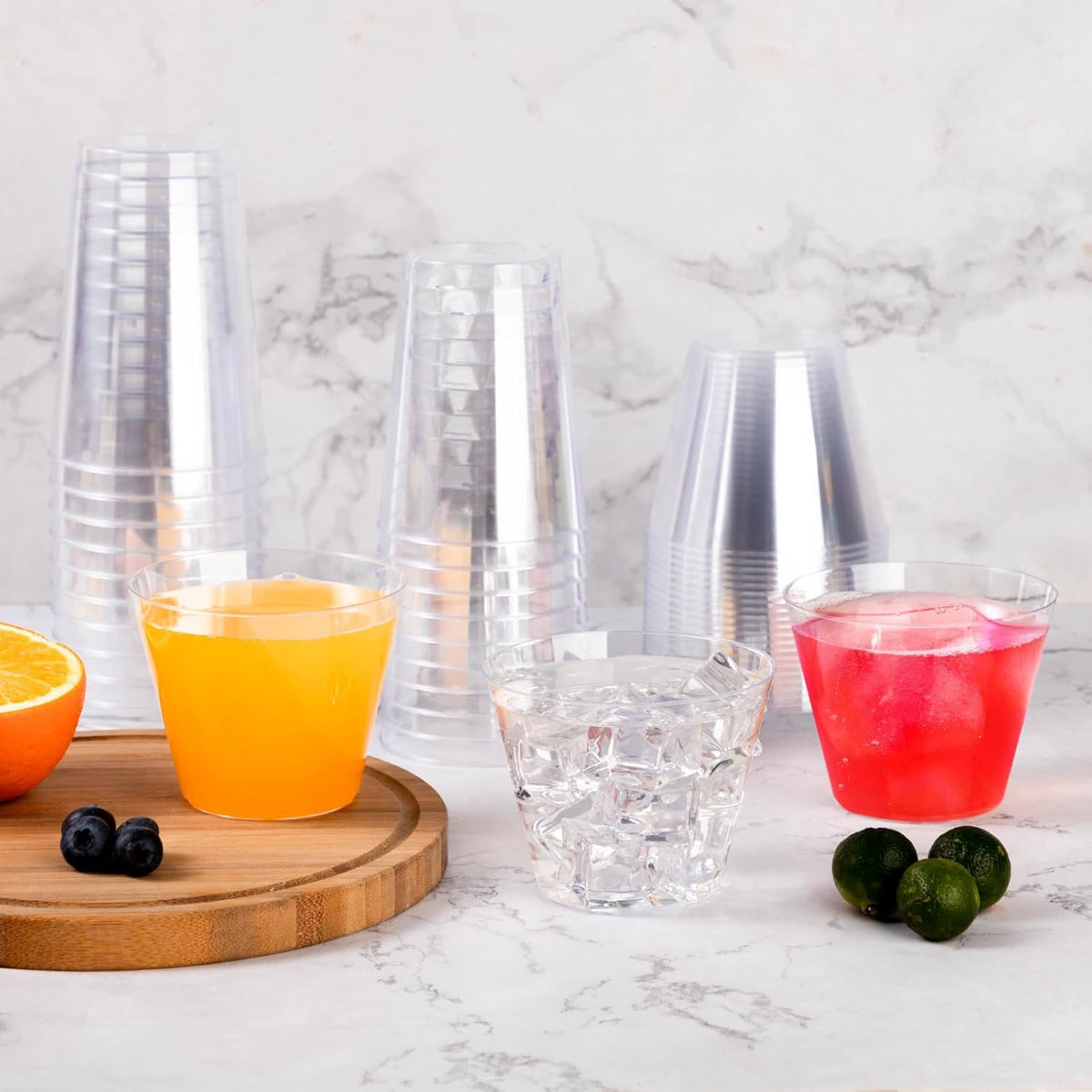 Goodluck 100PCS 10oz Clear Plastic Cups for Party, Disposable Clear Plastic Cups, Cocktail Glasses