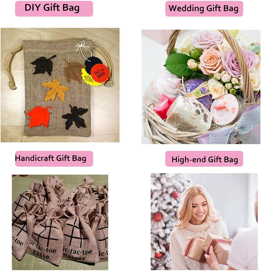 LYSXP 50PCS Burlap Bags with Drawstring,4x6 Inch Drawstring Gift Bag Jewelry Pouches for Wedding
