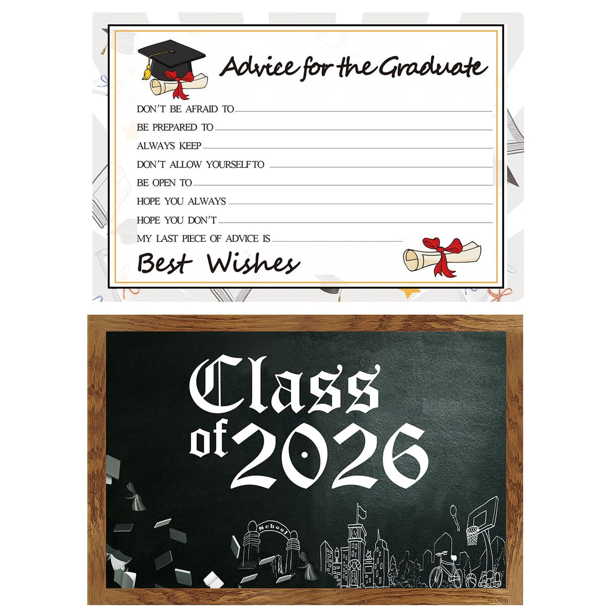 Graduation Wish Cards - 50PCs High School or College Graduation Advice Cards Supplies 2026
