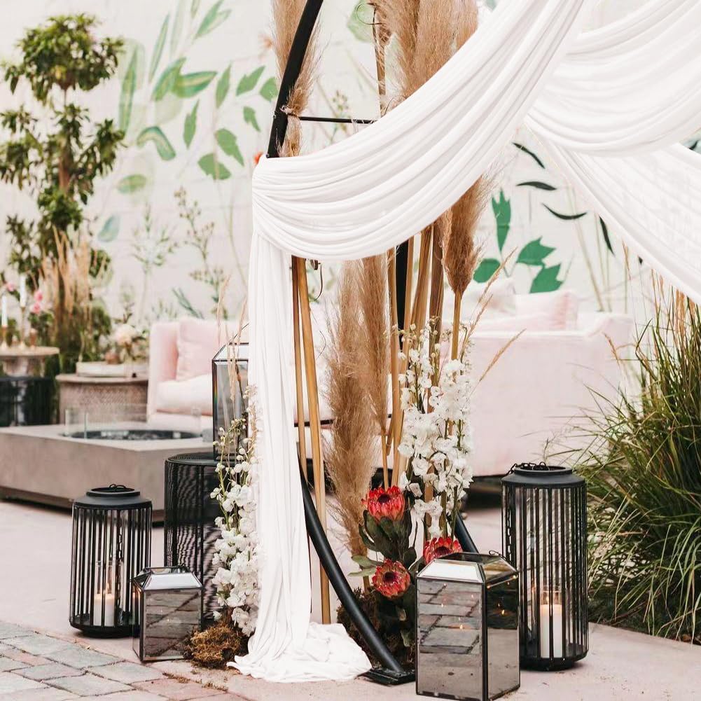 Ivory Wedding Arch Draping Fabric 2 Panels 30'' x 18FT Sheer Chiffon Arch Drapery for Photo Booth
