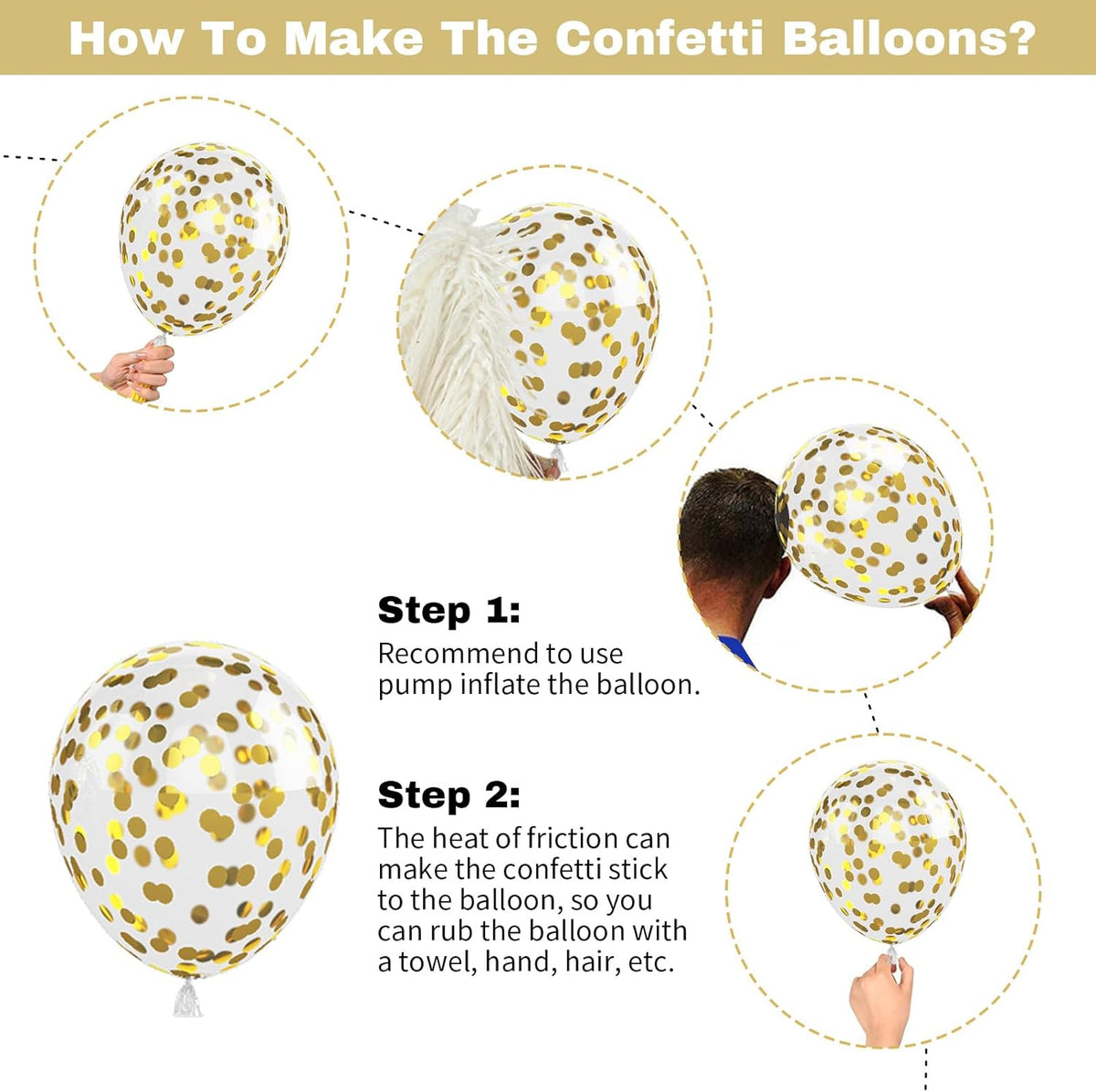 Latex Balloons with Gold Confetti Helium Party Balloons for Birthday Anniversary Wedding Retirement