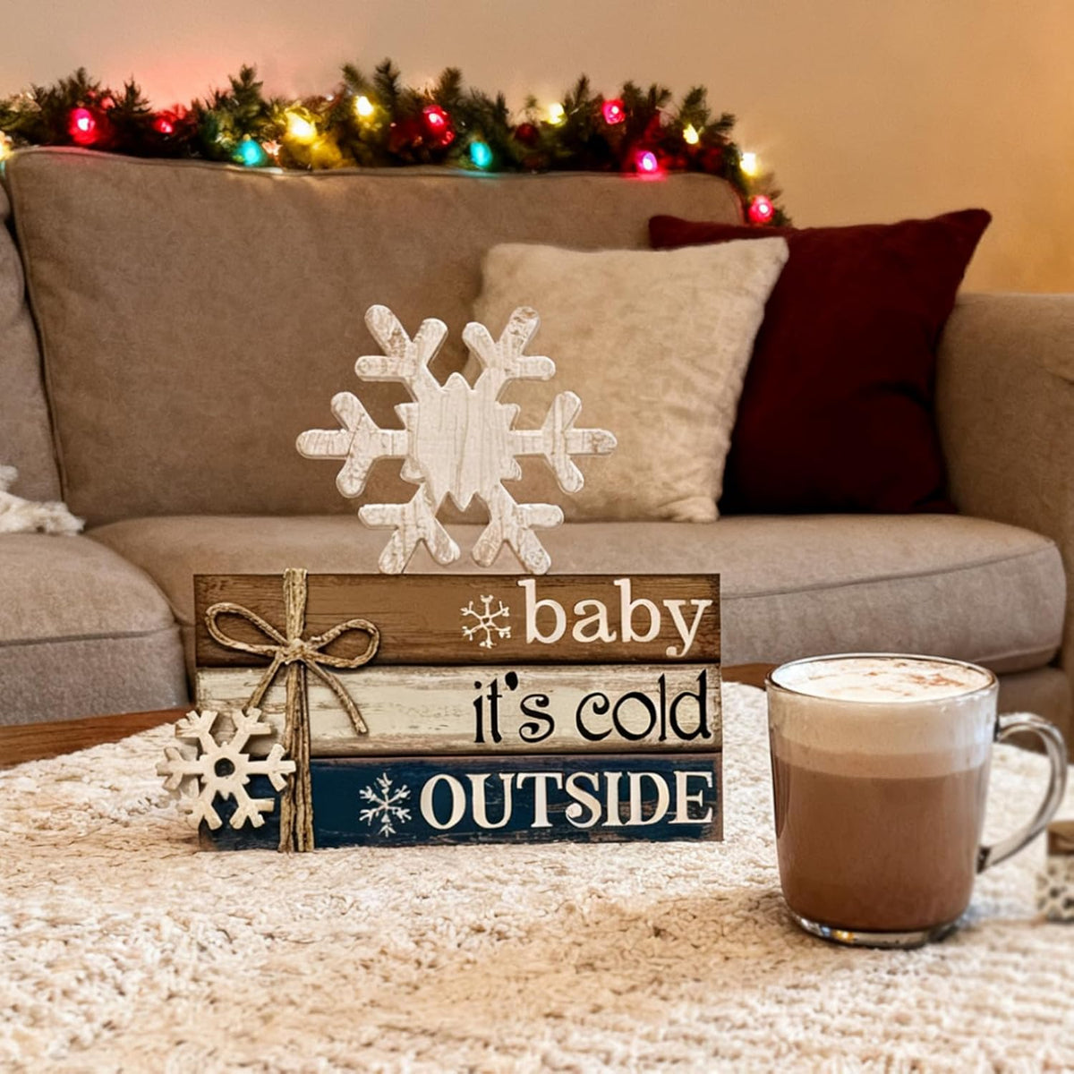 4 Pcs Winter Christmas Decor Winter Table Decorations Christmas Tiered Tray Decor Centerpiece