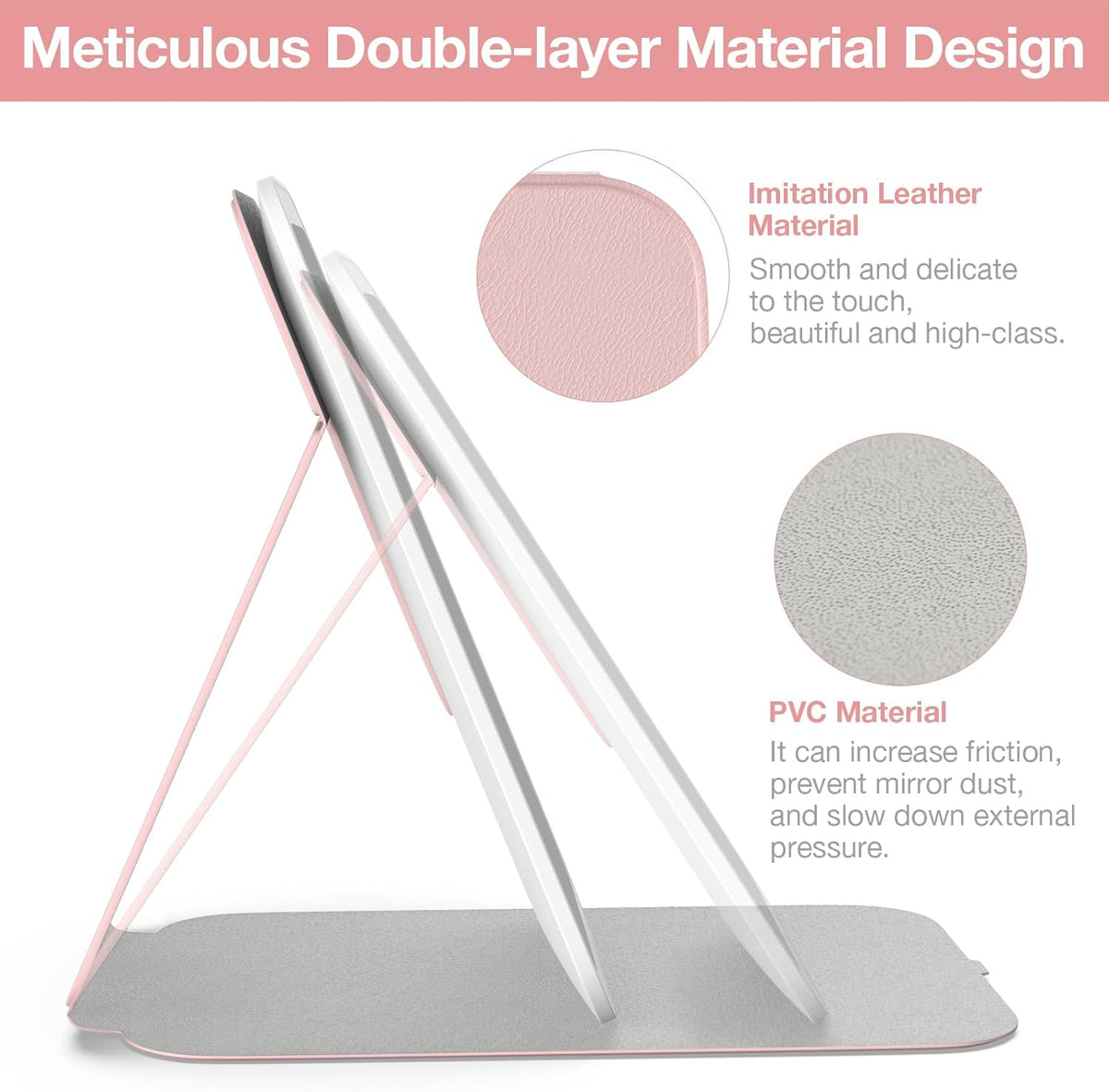 Kintion Travel Makeup Mirror, Portable LED Lighted Makeup Mirror, 360° Rotation Touch Screen Vanity