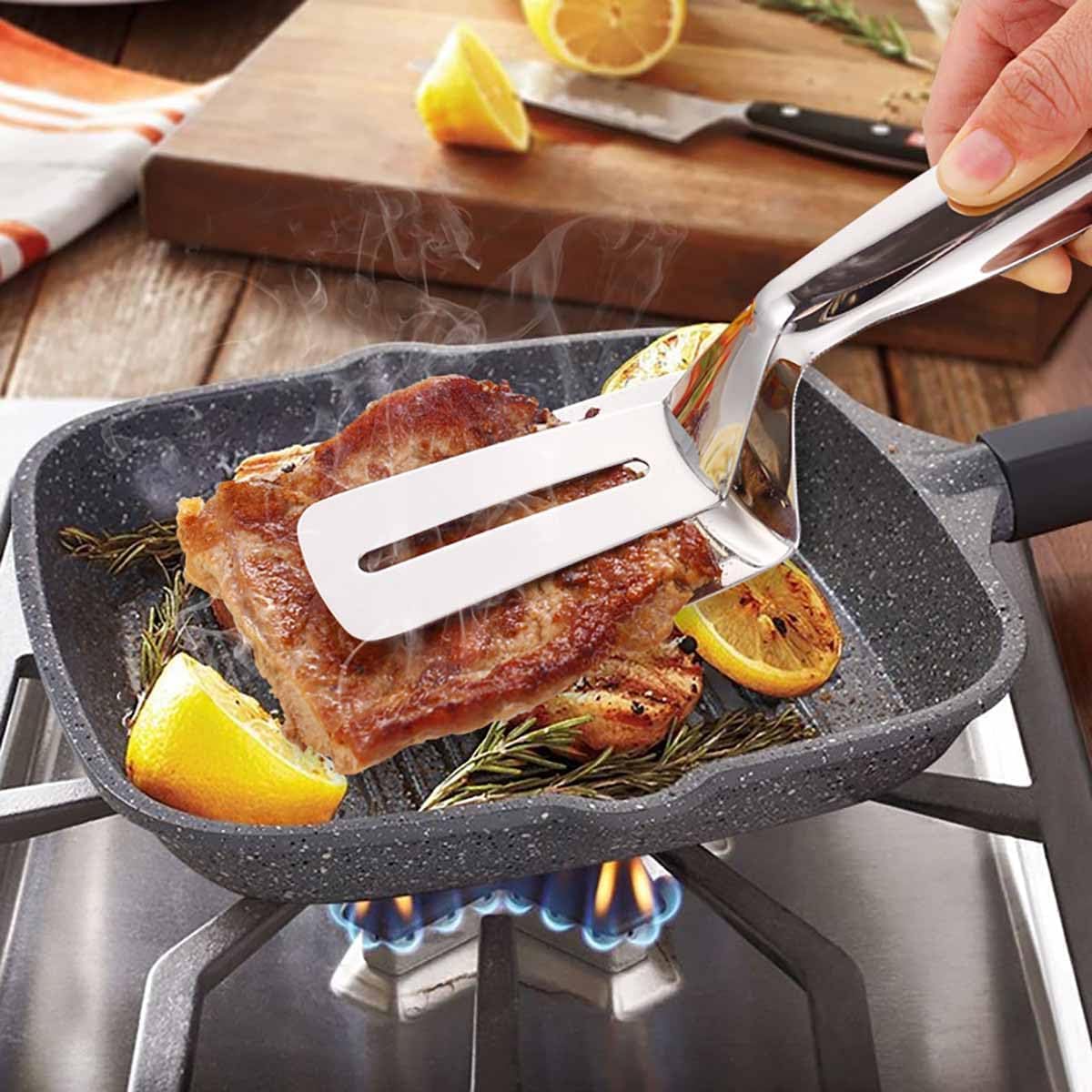 Kitchen Spatula Set of 2, Black Nylon Egg Flipper Turner- Pancake Spatula Stainless Steel