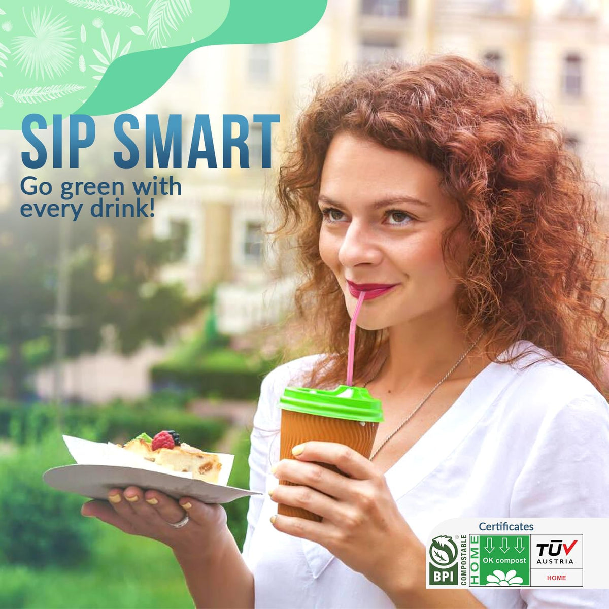 Weemium Compostable Straws Disposable 300 Pack | 100% Plant-Based Plastic-free, Disposable and