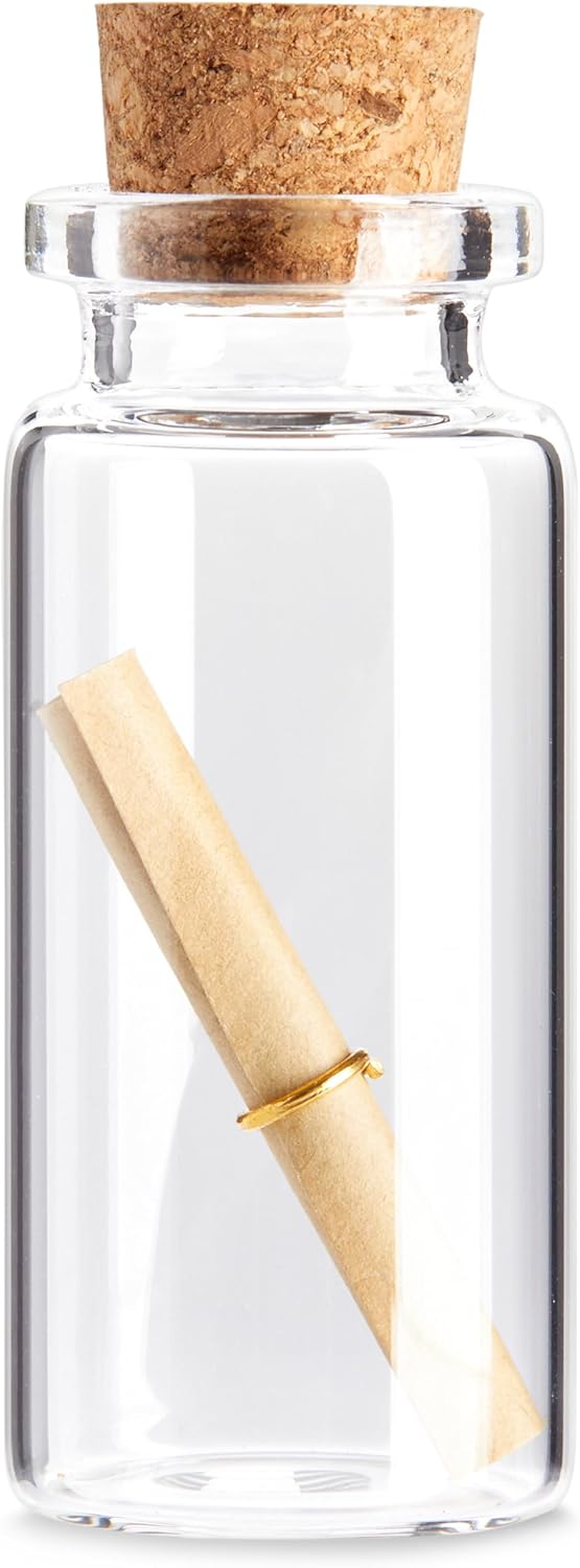 Bright Creations 48 Pack 10ml Create A Message In A Bottle Kit, Bulk Small Glass Cork Bottles with