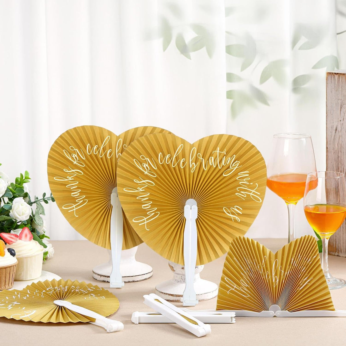 120 Pieces Paper Hand Held Fan Bulk Paper Folding Fans for Weddings Foldable Wedding Fans