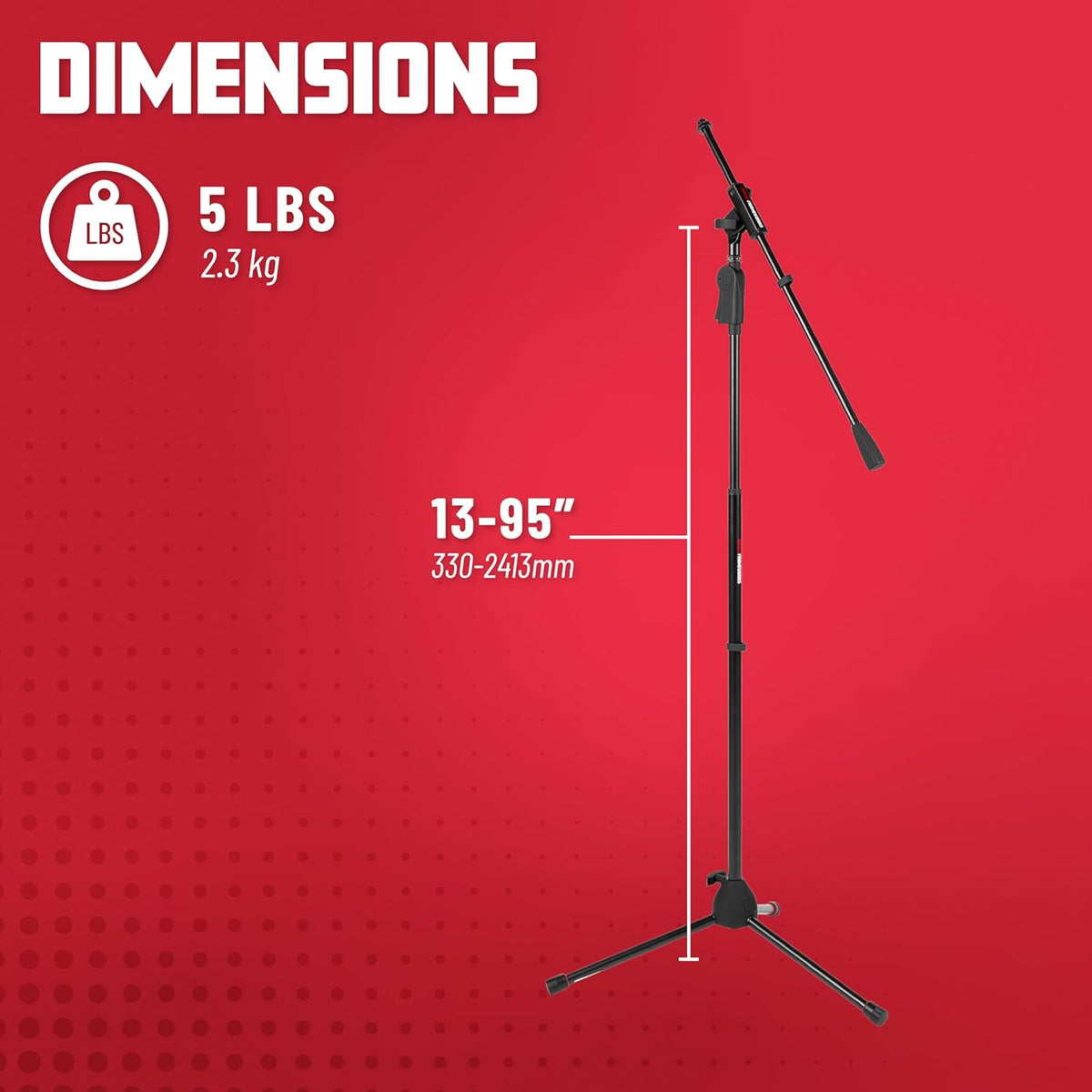 Gator Frameworks Deluxe Tripod Microphone Stand with Clutch Height Adjustment and Single Section