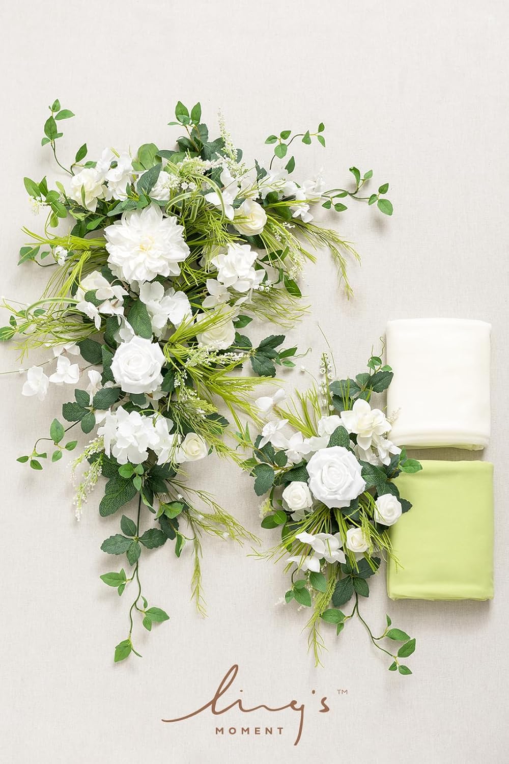 Ling's moment Wedding Arch Flowers Kit Pack of 4, 2pcs Hanging Artificial Flower Arrangements 2pcs