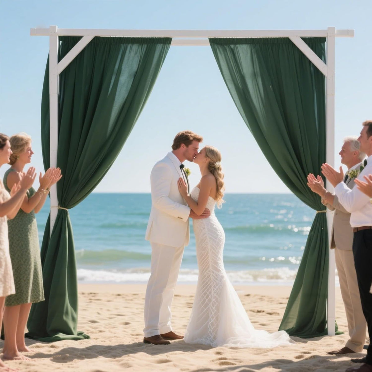 VOK Dark Green Wedding Arch Draping Fabric Chiffon Fabric, 29in x 18Ft Sheer Chiffon Outdoor