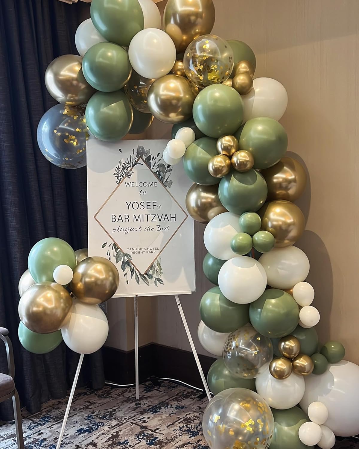 Paready Sage Green and Dusty Blue Balloon Set, 50Pcs 12 Inch Metallic Confetti Gold Apricot