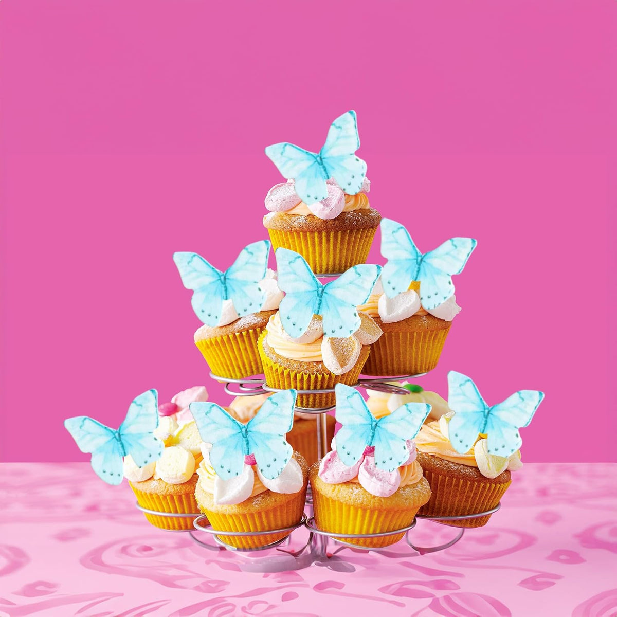 Ephlyn 48Pcs Edible Wafer Paper Butterflies for Cupcake Toppers Picks Edible Butterfly Cake