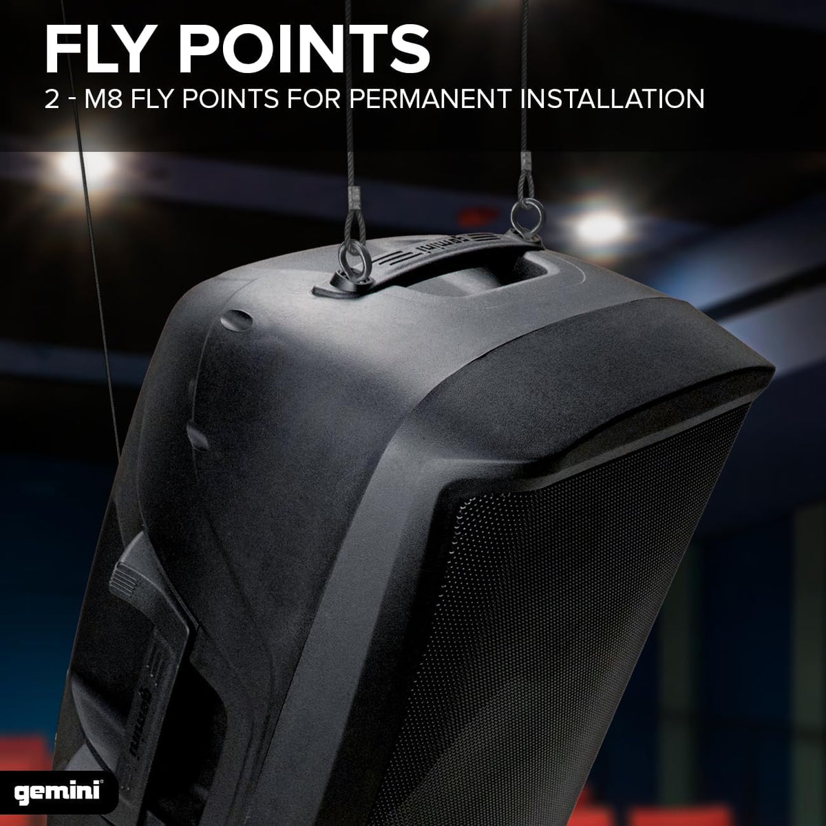 Gemini 12” 1500W Bluetooth PA Speaker with TWS Link, USB/SD/FM, Mic & Guitar Inputs, XLR/RCA/AUX