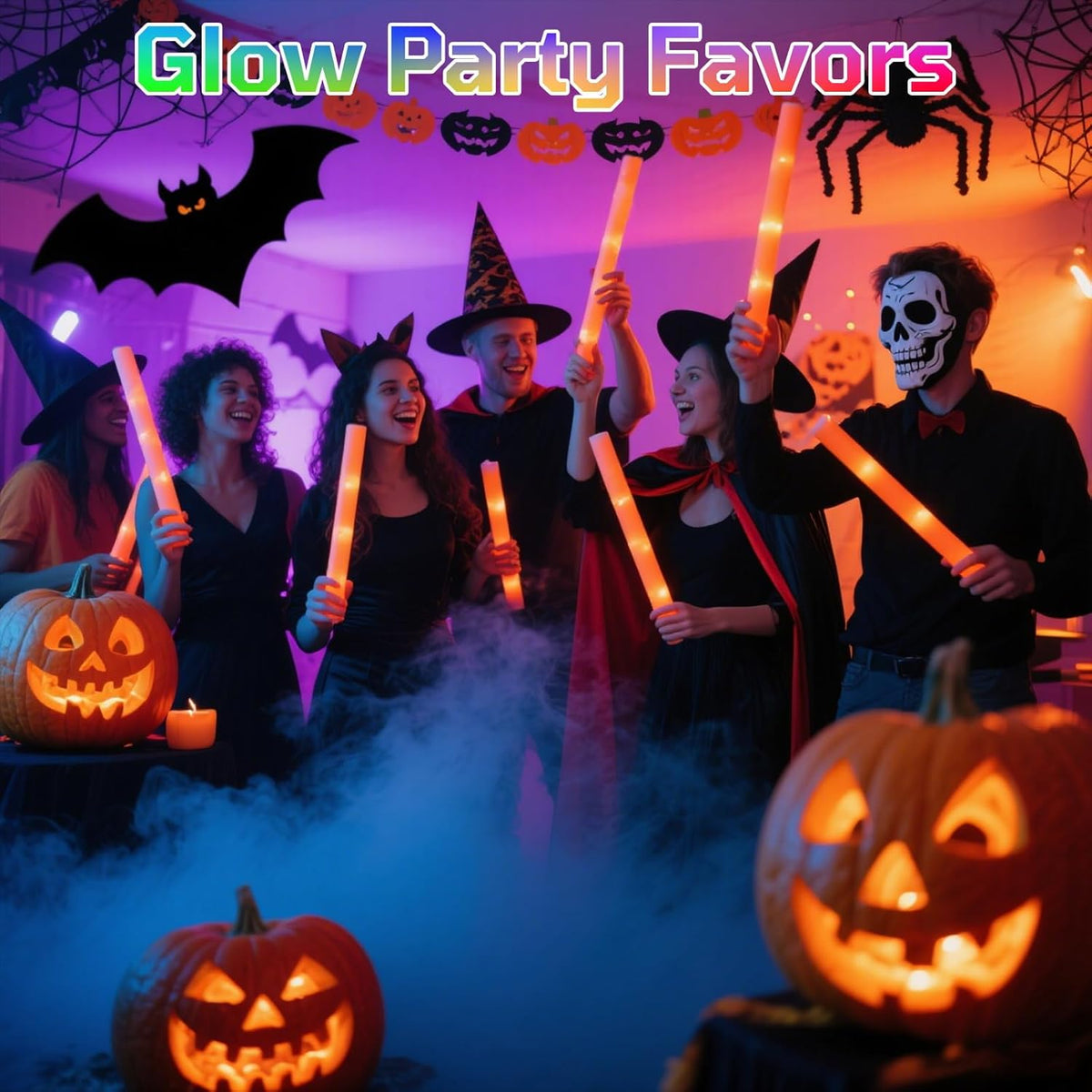 Foam Glow Sticks Bulk, 30 PCS Orange Light Up Foam Sticks 3 Modes, Glow Party Supplies for