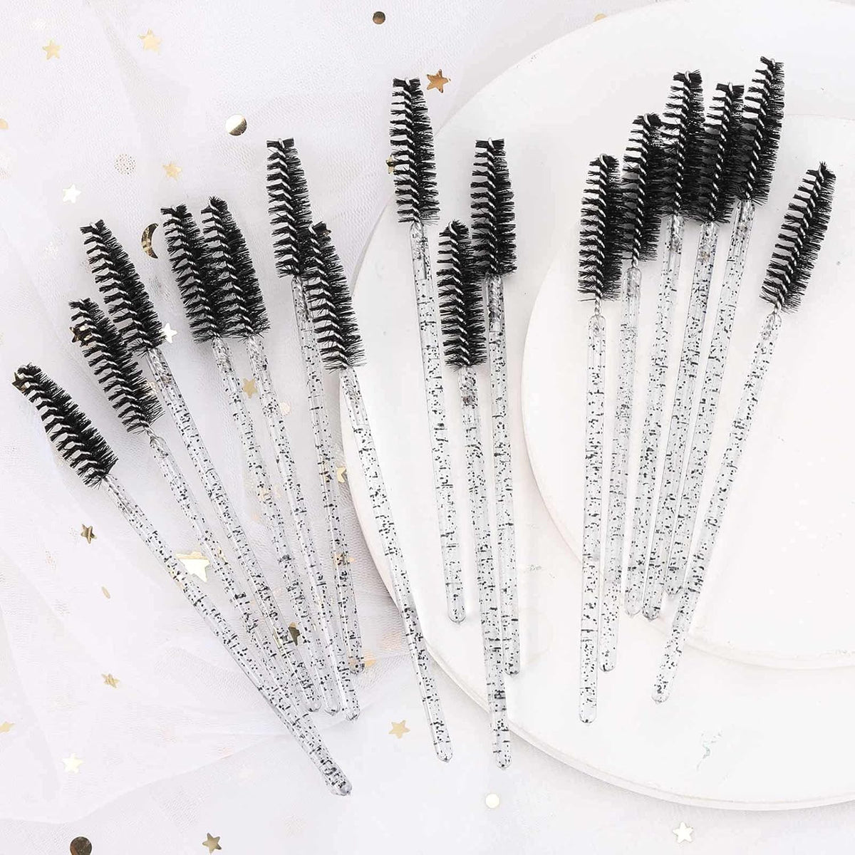 Tbestmax 300 Disposable Mascara Wands Spoolies Eye Lash Brush for Eyebrow/Eyelash Extension Black