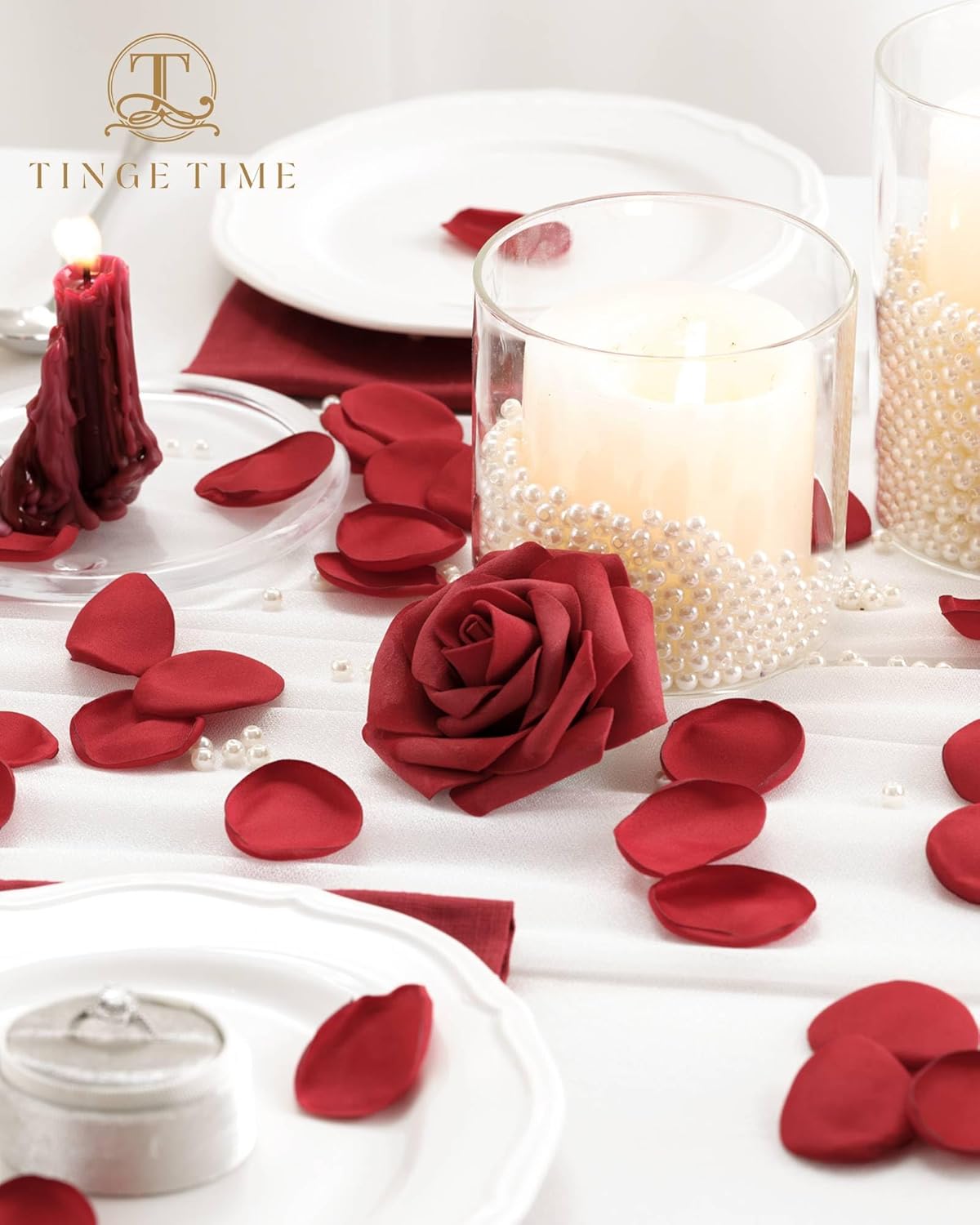 TINGE TIME 200pcs Silk Flower Petals for Wedding, Rose Petals for Decoration, Fake Flower Petals
