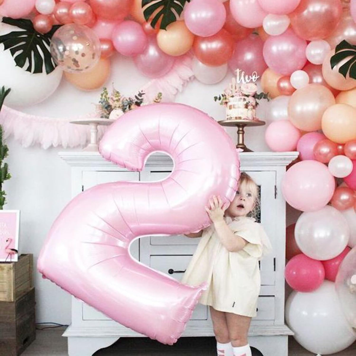 Light Pink 2 Number 40 Inch Pink Large Balloons Big Foil Helium Number Balloons 0-9 Jumbo Happy 2nd