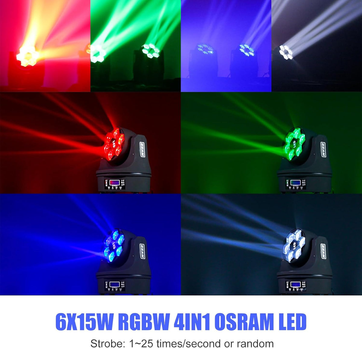 Moving Head Light 6x15W Mini Bee Eye Dj Light RGBW 4in1 LED Stage Lighting Rotate Beam Effect