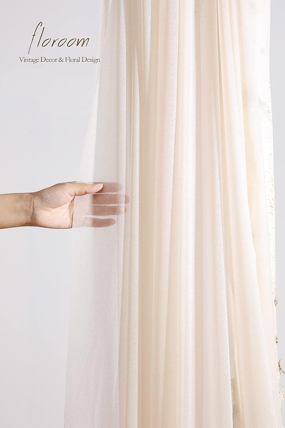 Floroom Wedding Arch Draping Fabric 2 Panels 20Ft Nude Chiffon Fabric Drapes Arbor Drapery Wedding