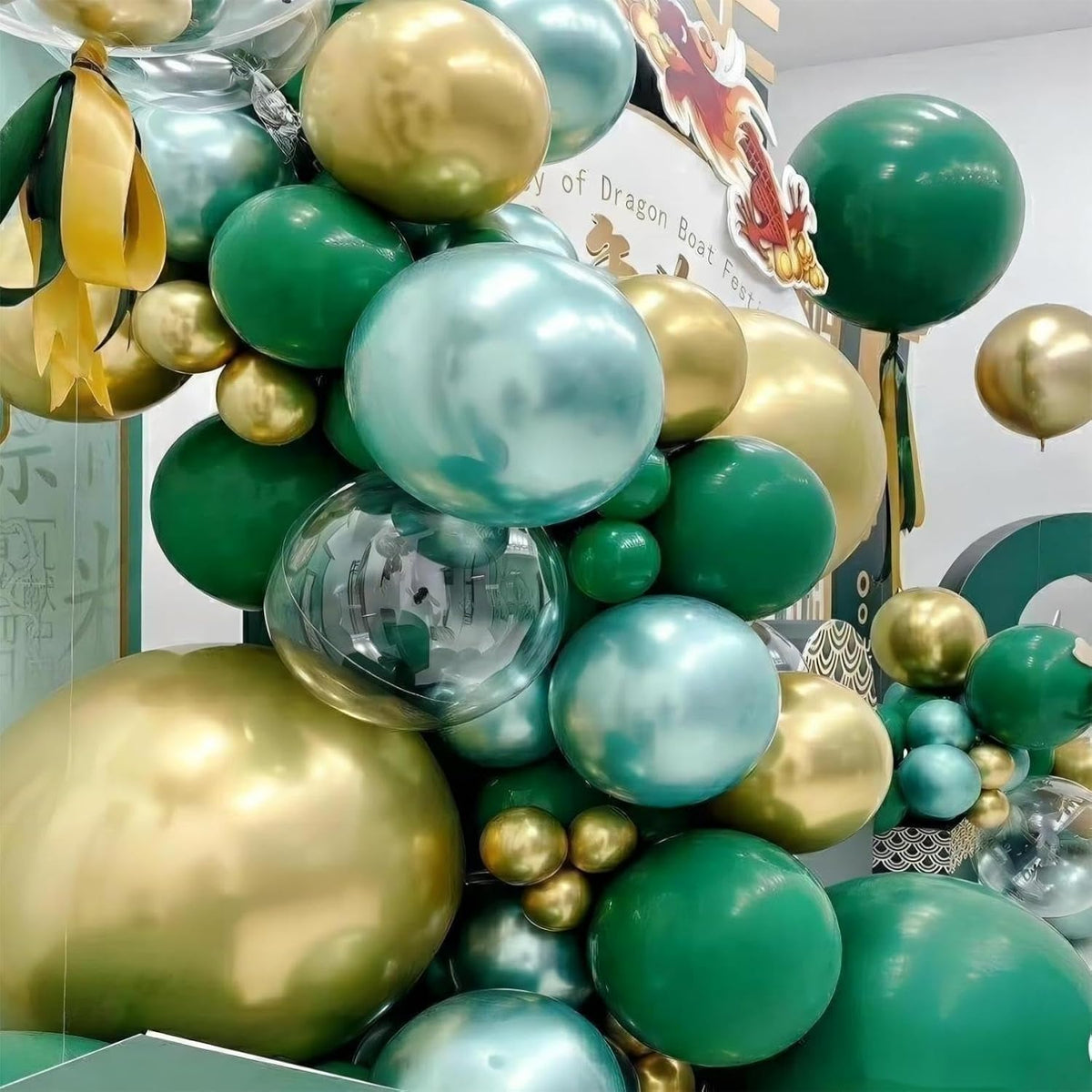 100pcs Dark Green Balloons, 12 inch Green Latex Party Balloons Helium Quality for Birthday Party