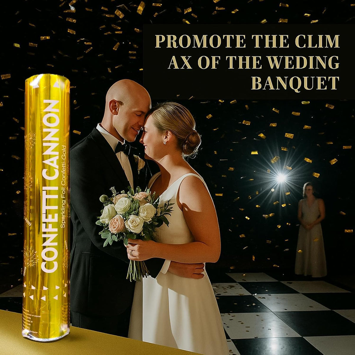 Gold Confetti Cannons for Any Celebration | 5-Pack 12-Inch Party Poppers for Weddings, Birthdays