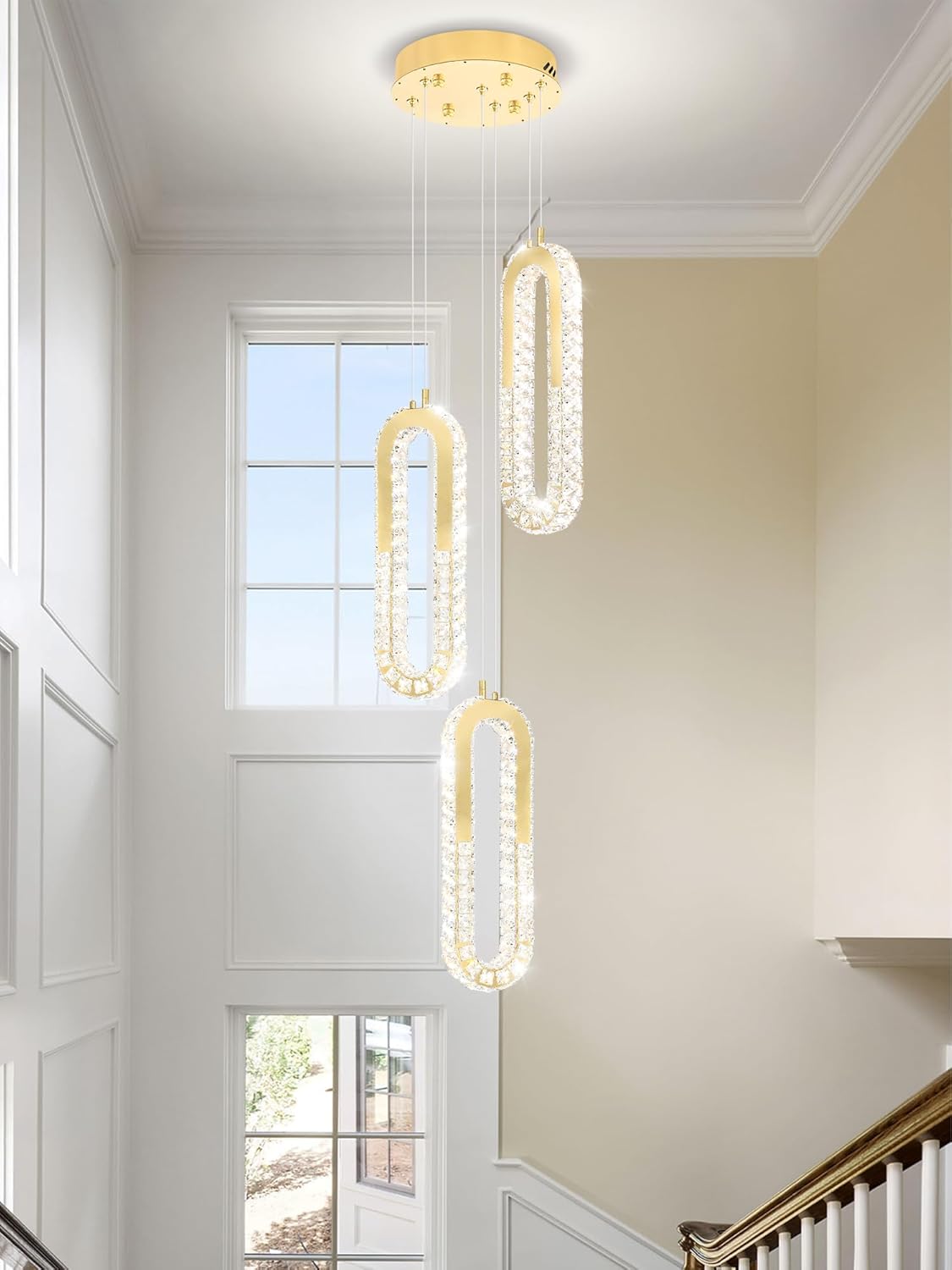 Modern Pendant Light for Kitchen Island Crystal Ring Chandelier Gold LED Pendant Lighting Fixture