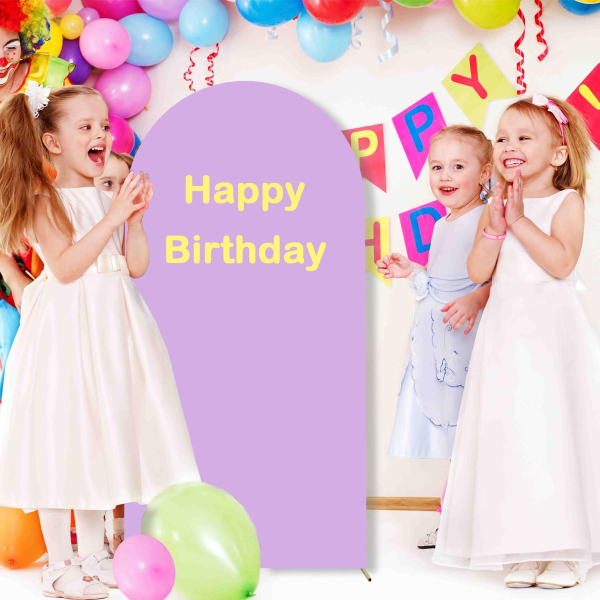 Wedding Arch Cover - Lavender Spandex Arch Backdrop for Stand - Double Sided - Purple - 4ft - Baby