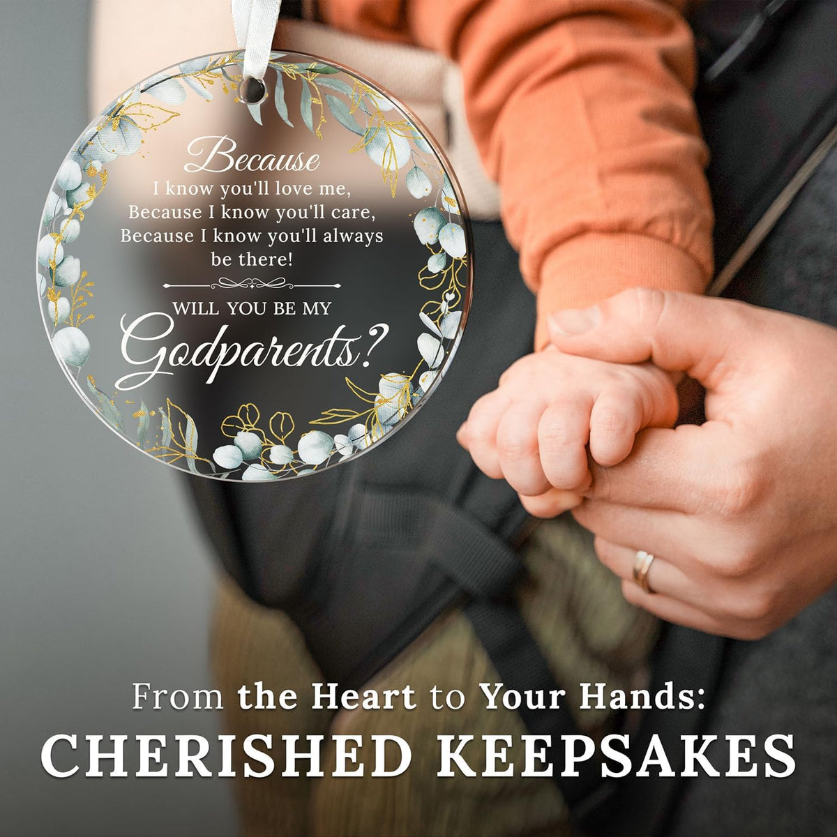 HEXMOZ Godparents Proposal Gift - Will You Be My Godparents Ornament - Godparent Gifts for Baptism