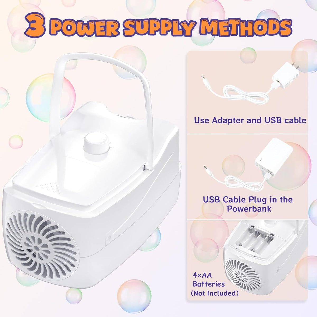 Bubble Machine, Automatic 18000+ Per Minute Big Bubbles Blower Maker for Kids Toddlers with 2