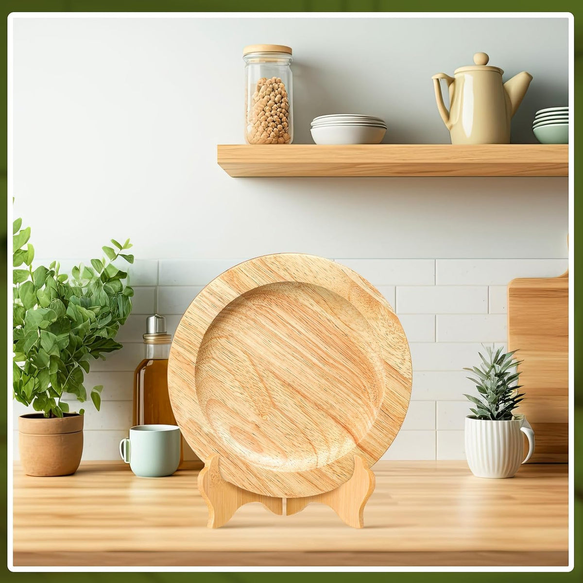 Tatuo 4 Packs Wooden Display Stand Decorative Plate Stands for Display Picture Frame Holder