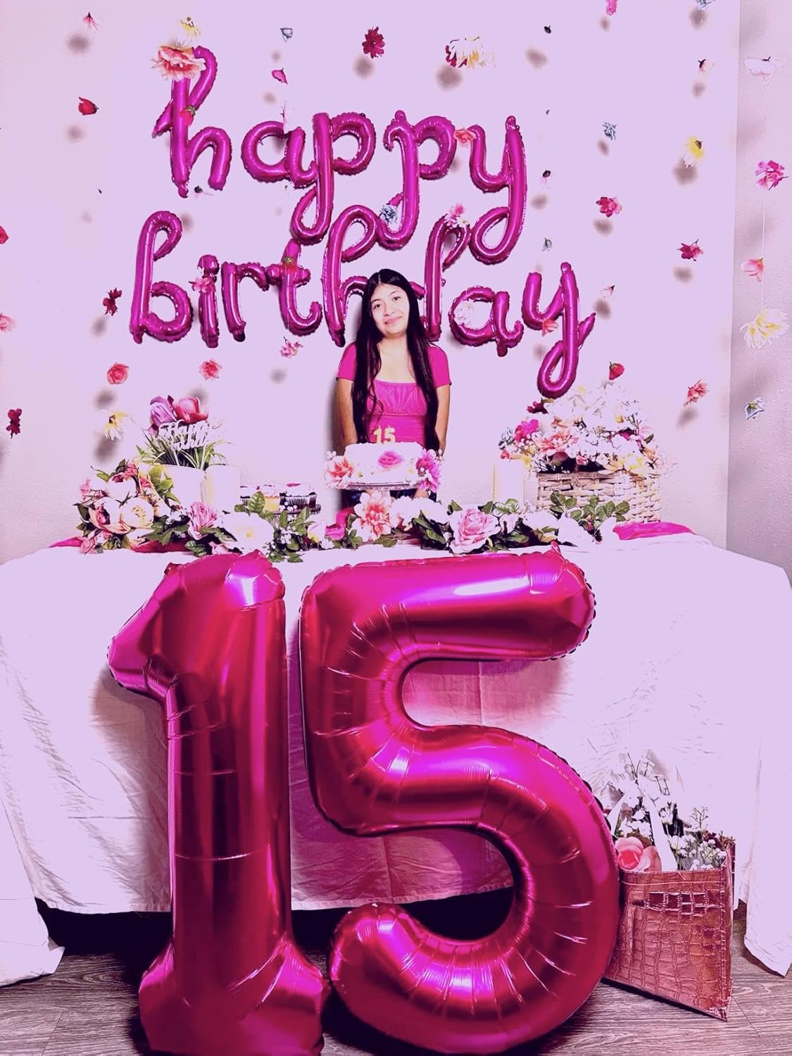 Large Rosy Purple 40 Inch Birthday Number 5 Balloon, Rosy Purple Five 5th 15 25 35 50 55 Birthday