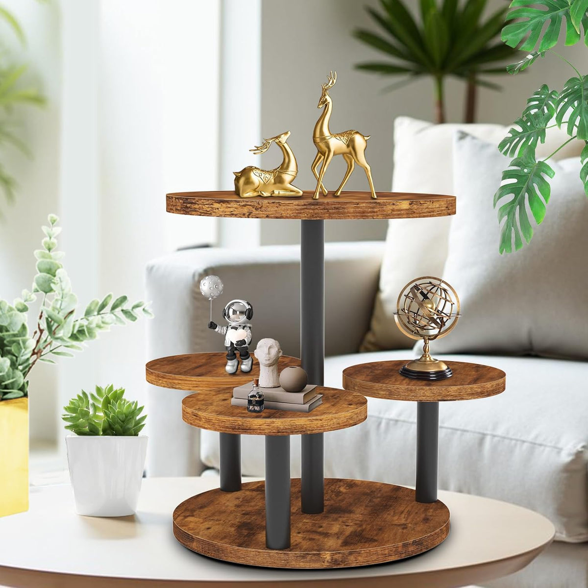 Cupcake Stand, 2 Pack Rotatable Cupcake Stand for 50 Cupcakes, Wood Cake Stand Cupcake Tower