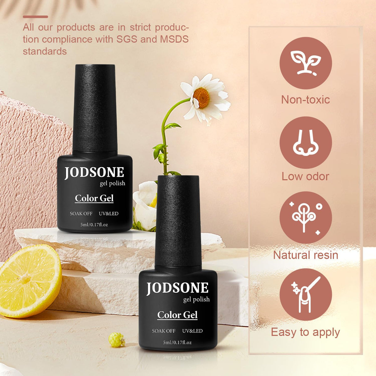 JODSONE Gel Nail Polish Kit with U V Light 32 Color Soak Off Base&Top Glitter Coat Gel Polish for