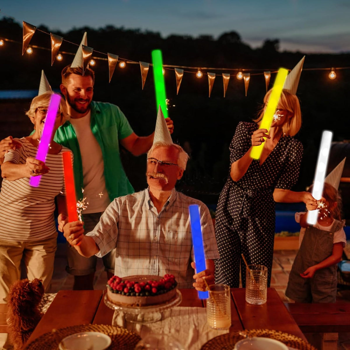 Glow Foam Sticks Bulk, 24 Pcs Yellow Giant LED Light Up Sticks 3 Modes Flashing Glowing Baton Wands
