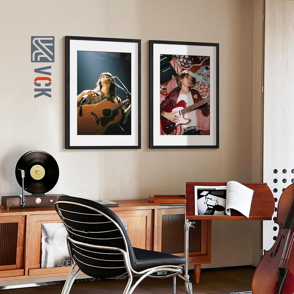 VCK 20x30 Poster Frame Black - 5 Pack, Solid Wood Picture Frame, Matted to 16x24 or 20x30 without