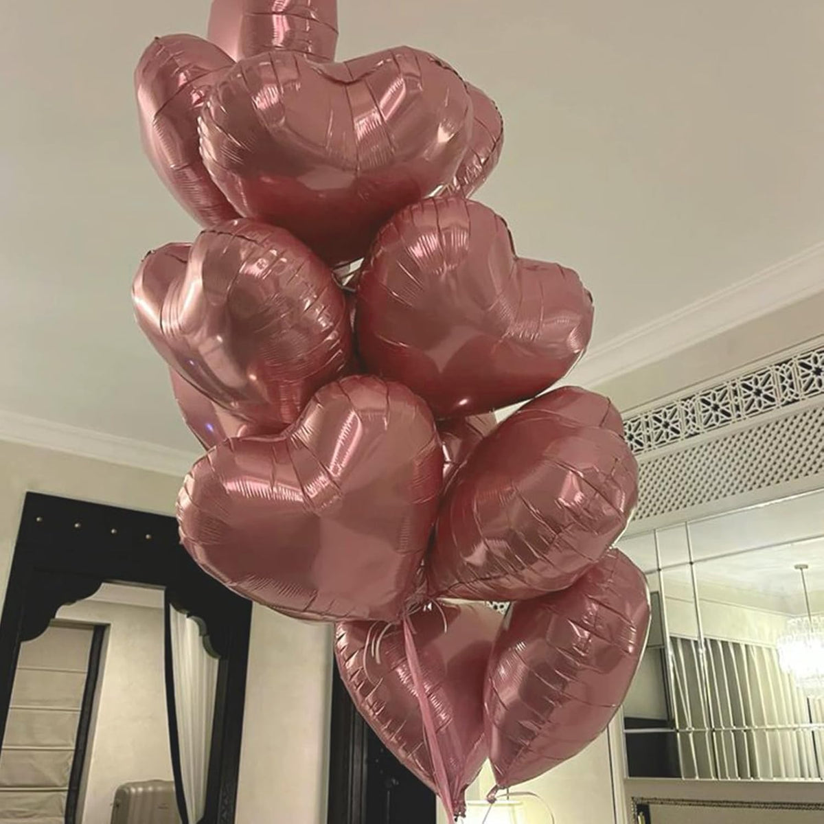 Pink Heart Balloons, 18 Inch Pink Heart Shape Balloon, 12PCS Heart Foil Helium Romantic Balloons