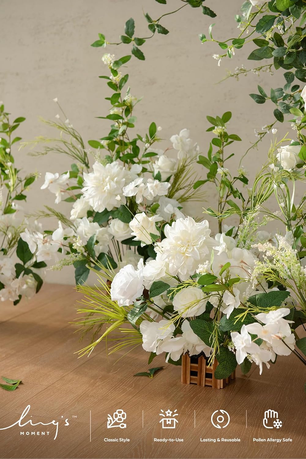 Ling's moment 17.5" Tall Free Standing Artificial Flowers Arrangements 4 pcs Fall Wedding Aisle