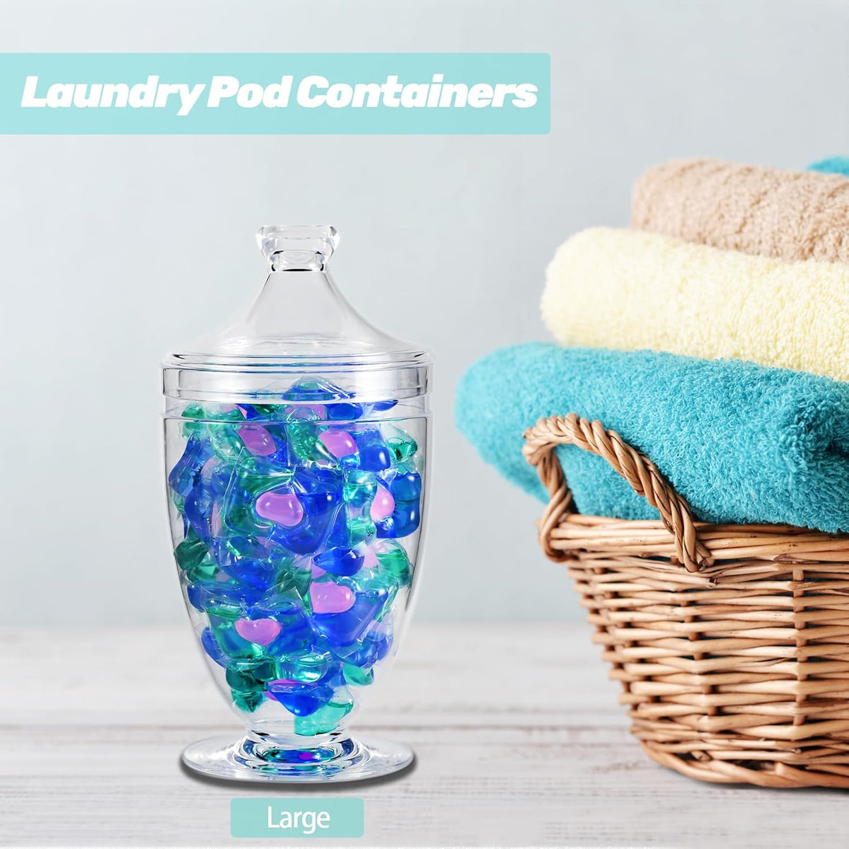 Acrylic Apothecary Jars with Lids, 3-Piece Vanity Organizer Canisters, Storage Container Jars for
