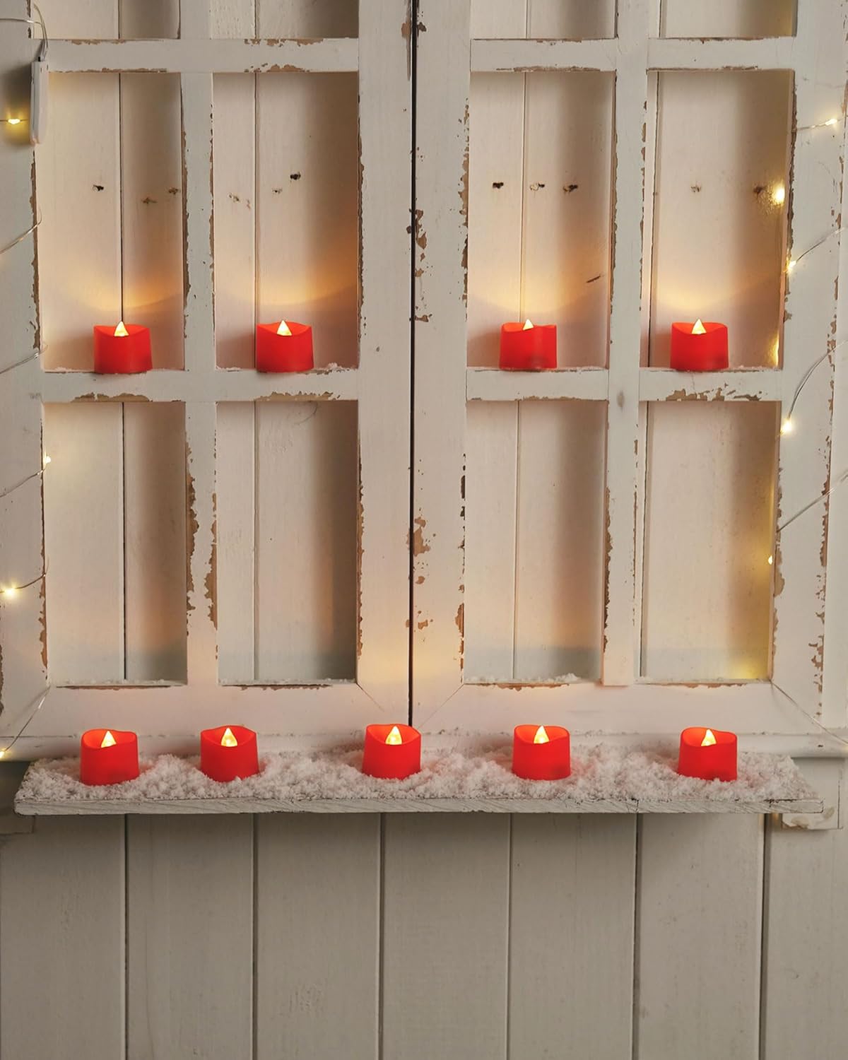 Homemory Red Tea Lights Candles Battery Operated, 200+Hour Flameless Flickering Fake Electric LED