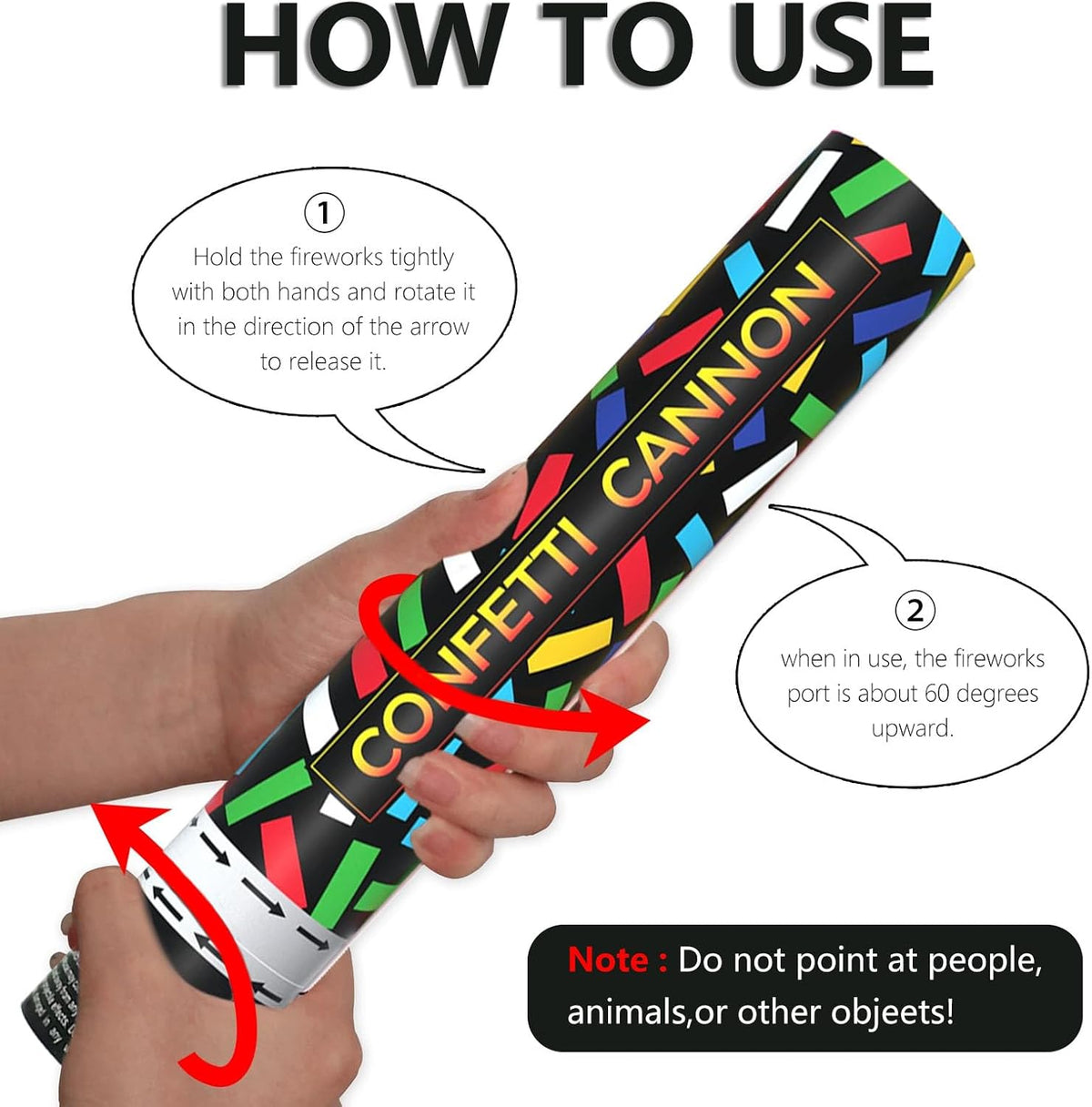 6 Pack Colorful Confetti Poppers, 12 Inch Biodegradable Confetti Cannon Party Poppers Shooters for