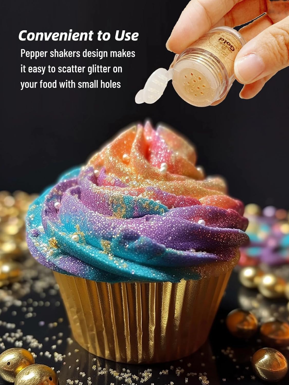 Shanlinly Silver Edible Glitter for Cakes Drinks - Food Grade 5g Shimmer Luster Glitter Dust Edible