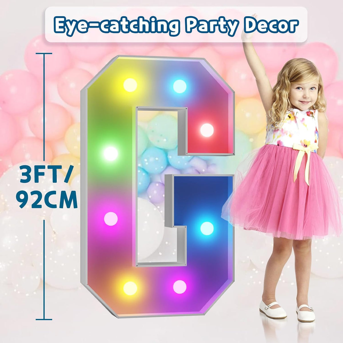 imprsv 3FT Colorful Marquee Light Up Letters G, 18 Colors Large Light up Letters Alphabet Sign with