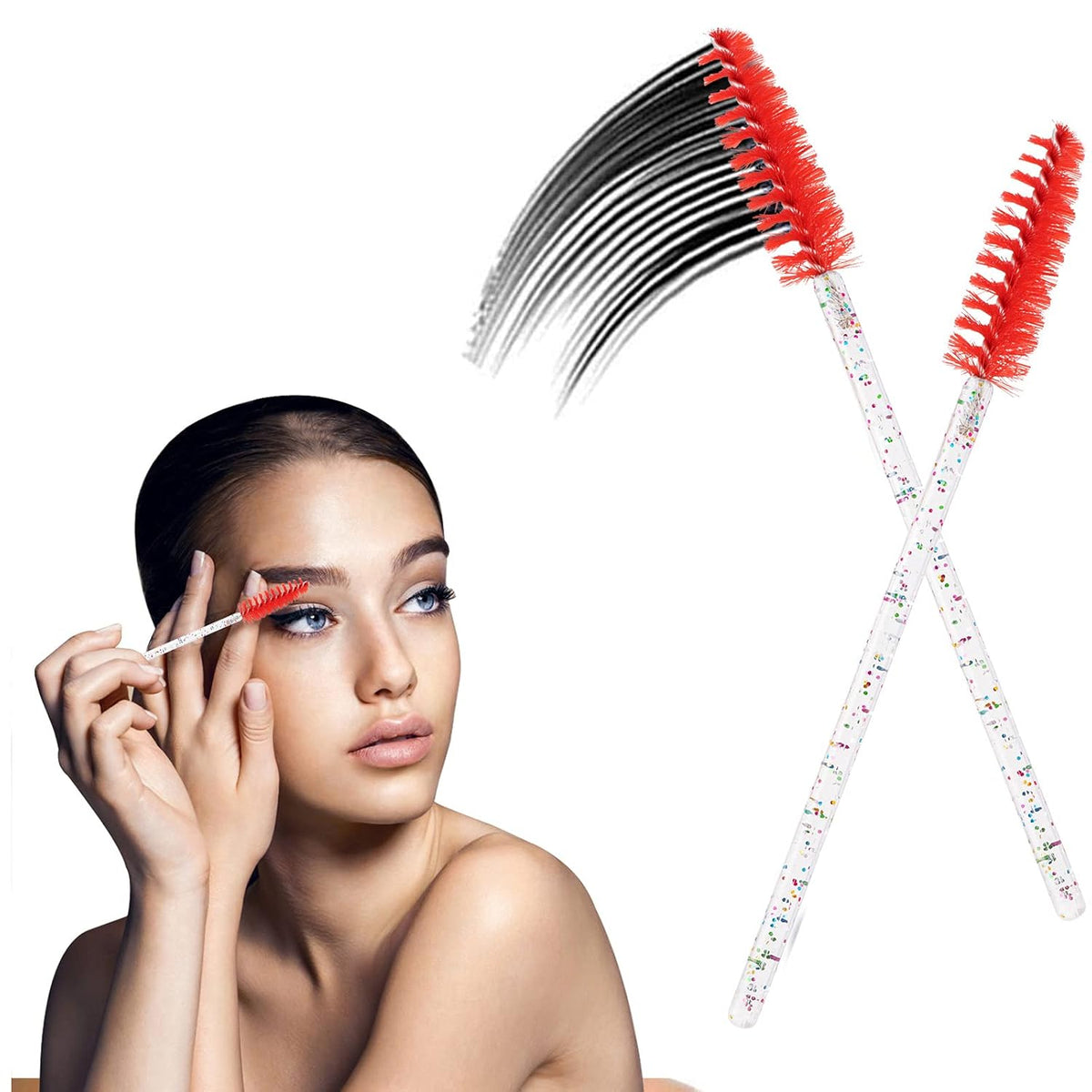BTYMS 100 Pieces Disposable Mascara Wands Lash Spoolies Eyelash Brush Brow Spoolies Eyebrow Brush
