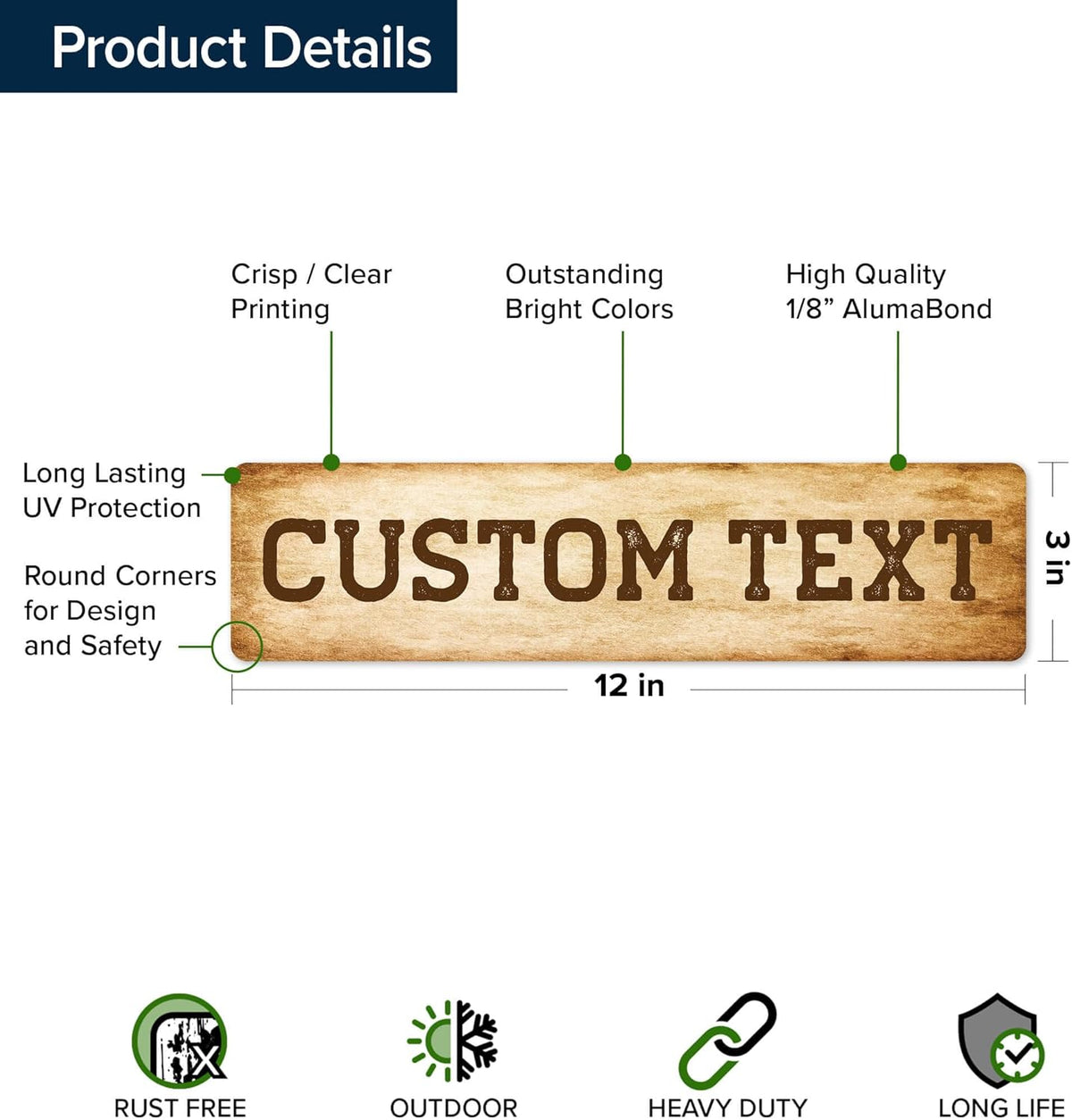 Custom Sign, Custom Street Sign, 11 Font Colors, 13 Font Styles, 4 Hole Options, 22 Sizes, 3x12
