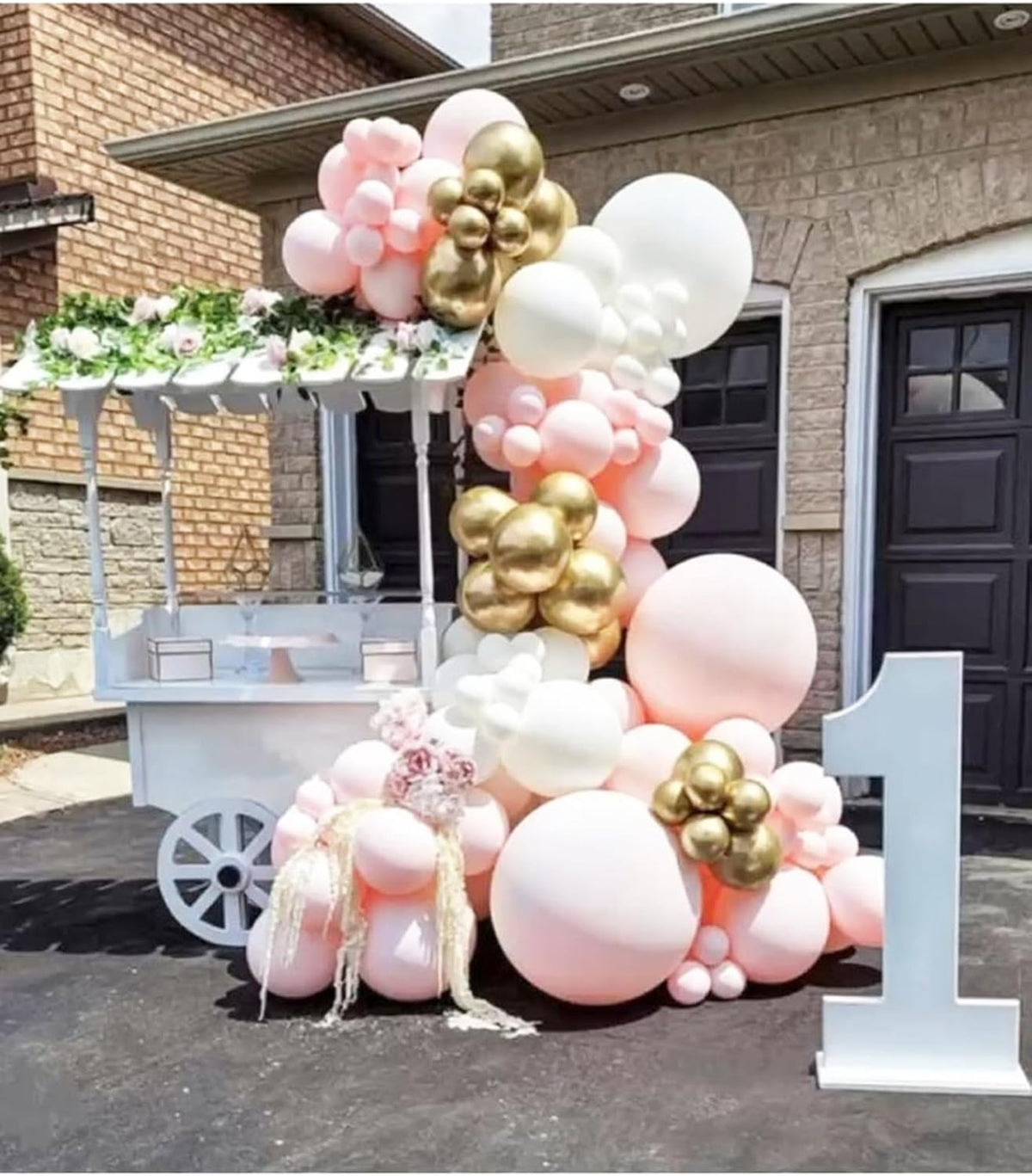 Pink and Gold Balloons, 12 Inch Pink White Metallic Chrome Gold Confetti Pink Latex Balloons with